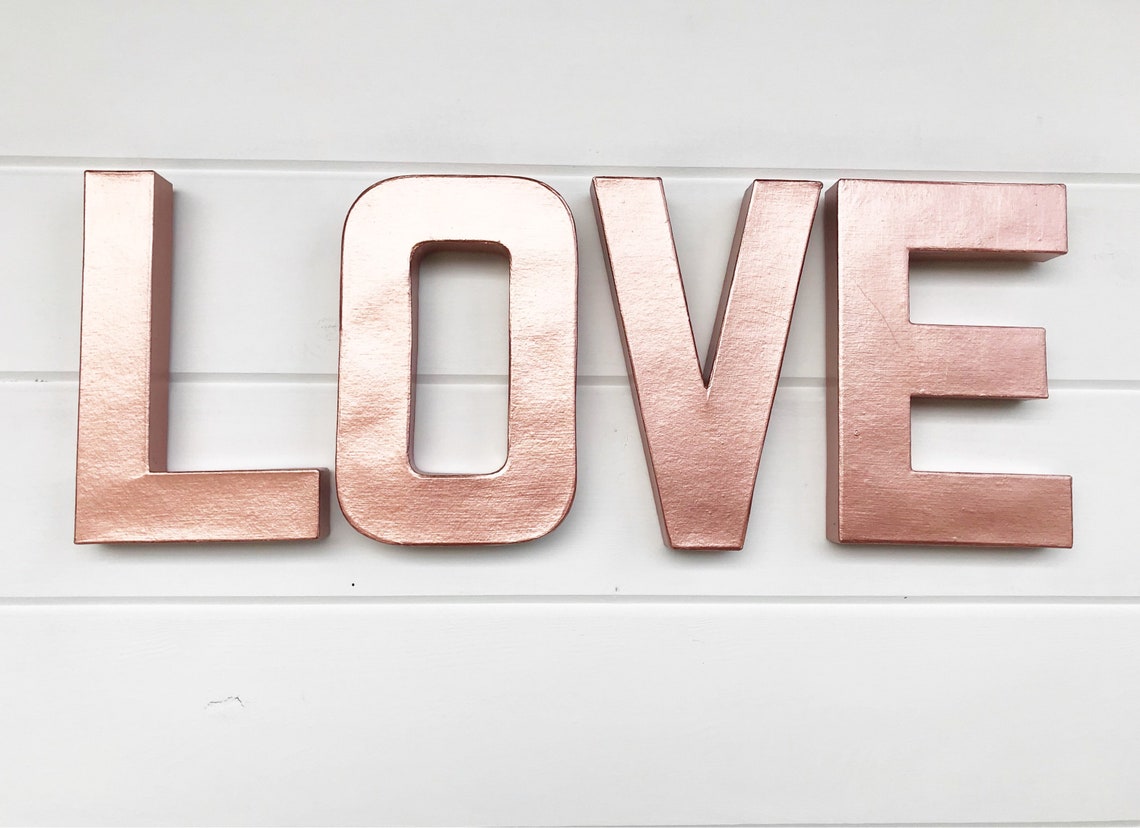 Rose Gold Love Sign Gold Love Letter Rose Gold Sign Love Etsy