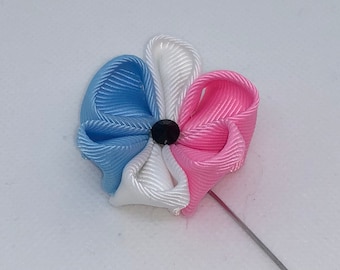 Handmade Trans Pride Fabric Flower Boutonniere / Lapel Pin