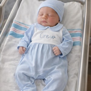 Newborn Peter Pan Collared Personalized Sleeper Footie