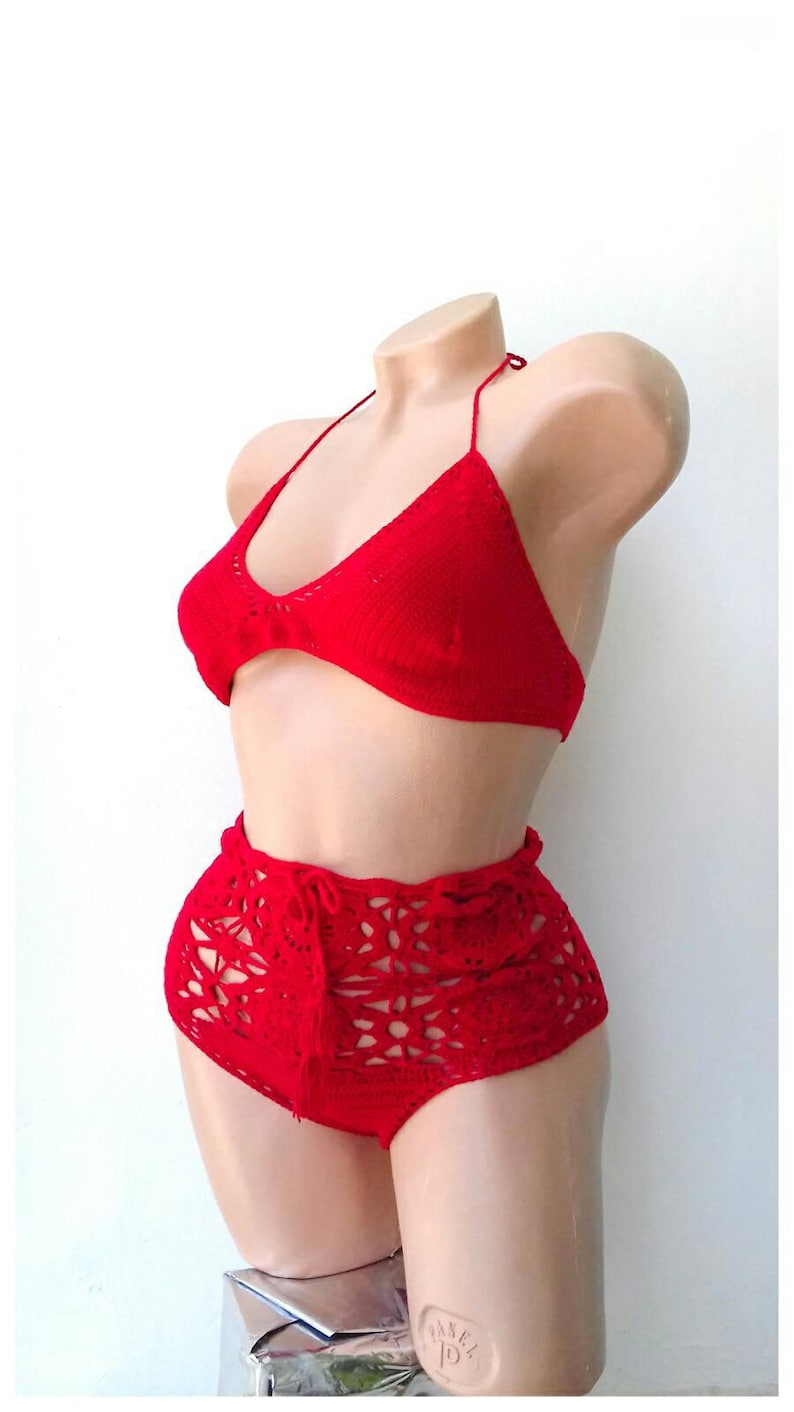 Retro Bikini High Waist Bikini Crochet Bikini Bathing Suit Etsy