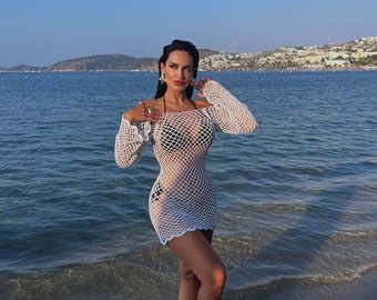 Crochet Beach Dress: Sheer Fishnet Cover-Up