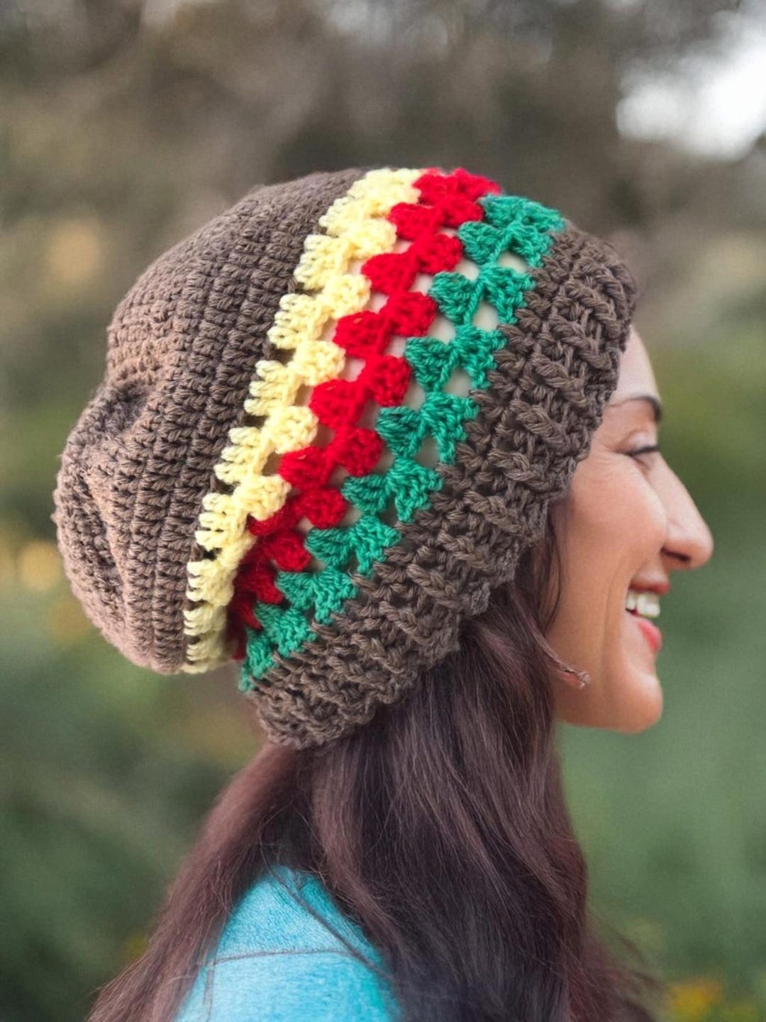 Crochet Rasta Slouchy Beanie: Vegan Jamaican Hat - Etsy