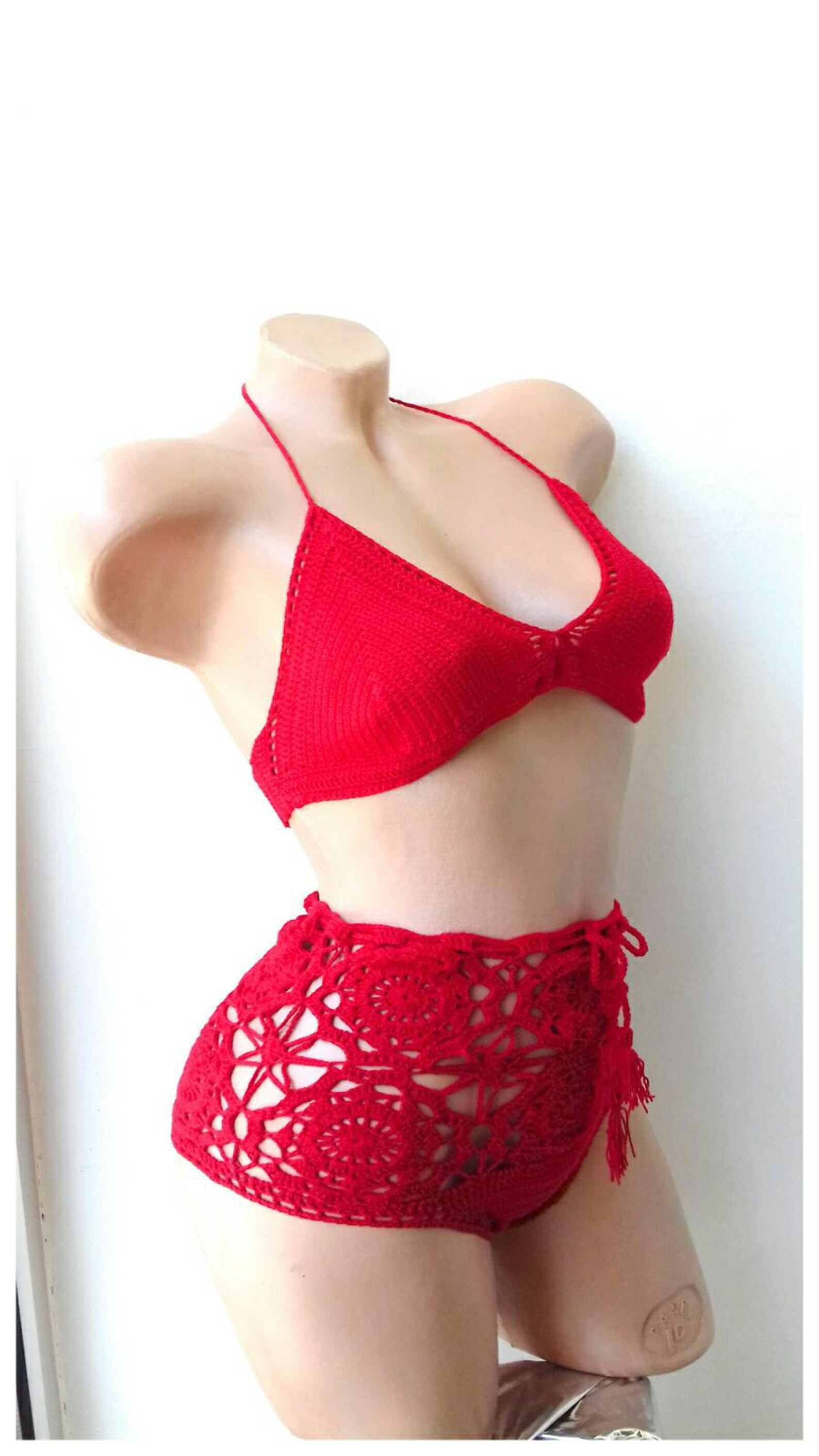 Retro Bikini High Waist Bikini Crochet Bikini Bathing Suit Etsy
