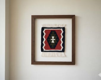 Woven Wool Kilim Coaster: Serbian Pirot Rug, Boho Decor