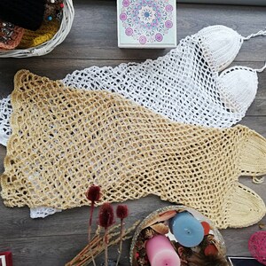Crochet Beach Dress: Gold Fishnet Cover-Up, Open Back image 4