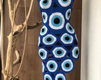 evil eye crochet dress Evil Eye Crochet Dress: Asymmetrical Boho Resort Cover-Up