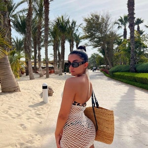 White Backless See Through  Crochet Beach Dress Gold Summer dress Fishnet Dress Sheer Dress Open Back Festival Dress Sexy Dress Cover up