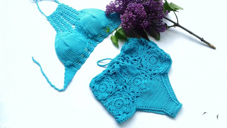 Bikini set Bridal bikini Crochet bikini High waisted swimsuit | Etsy
