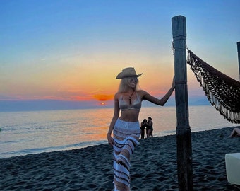 Crochet Skirt Set: Boho Beach Maxi Skirt, Resort Wear