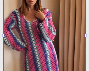 Handmade Granny Square Crochet Dress: Taylor Swiftie Fan Outfit