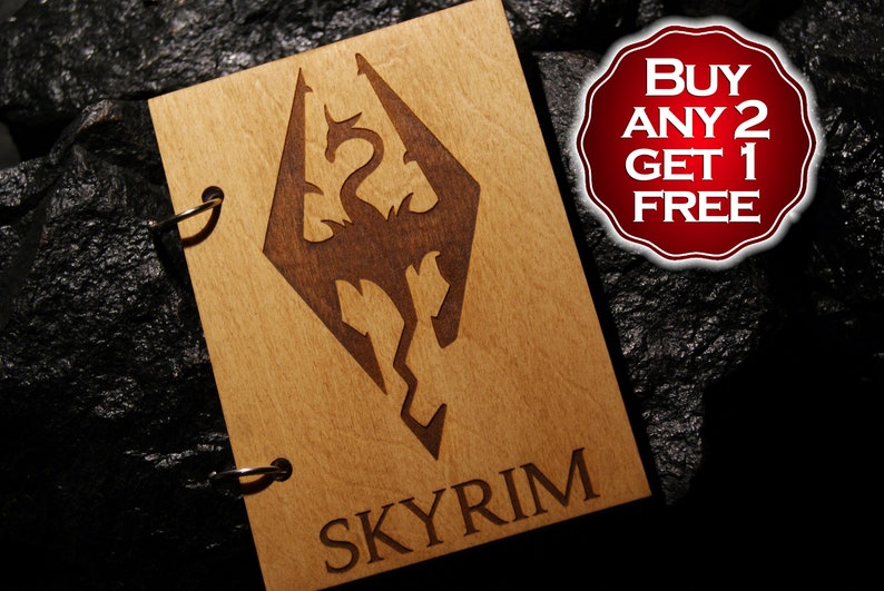 Skyrim wooden notebook / Skyrim notebook / sketchbook / diary Etsy