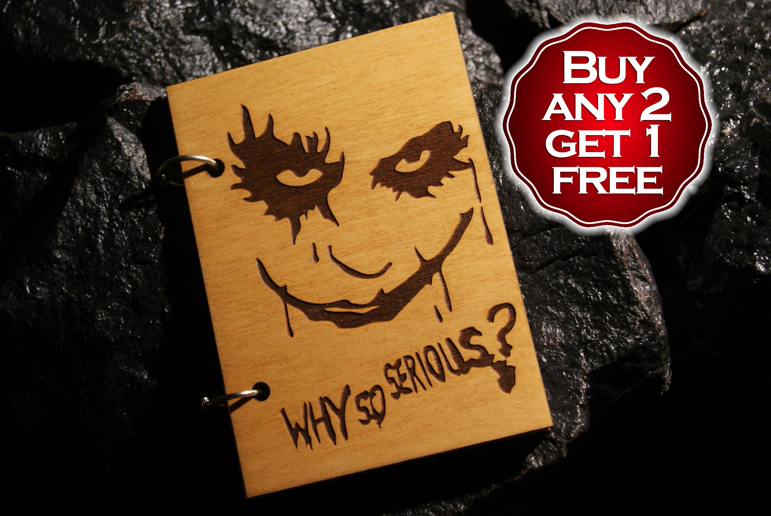Joker Why so serious wooden notebook / Joker notebook / Etsy