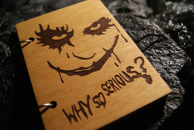 Joker Why so serious wooden notebook / Joker notebook / Etsy
