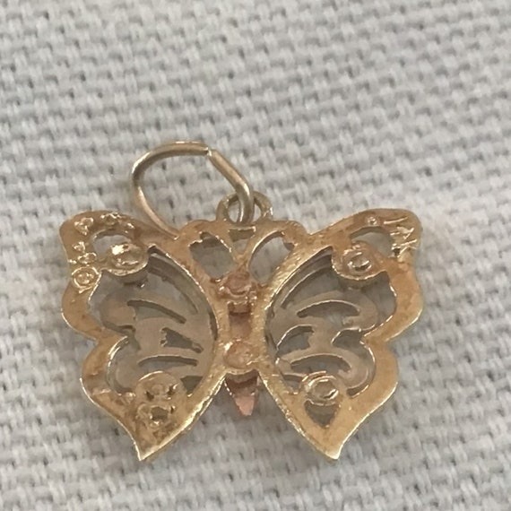 Butterfly Charm 14 Karat Rose and Yellow Gold - image 3