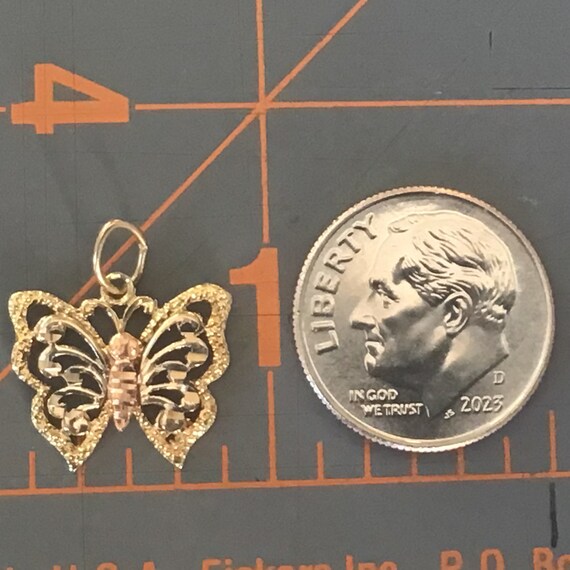 Butterfly Charm 14 Karat Rose and Yellow Gold - image 9