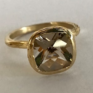 Smoky Quartz Ring 14 Karat Solid Gold Handmade