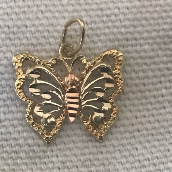 Butterfly Charm 14 Karat Rose and Yellow Gold - image 1