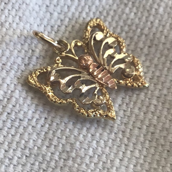 Butterfly Charm 14 Karat Rose and Yellow Gold - image 8