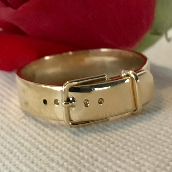 Vintage Buckle Belt 14k Ring Etsy