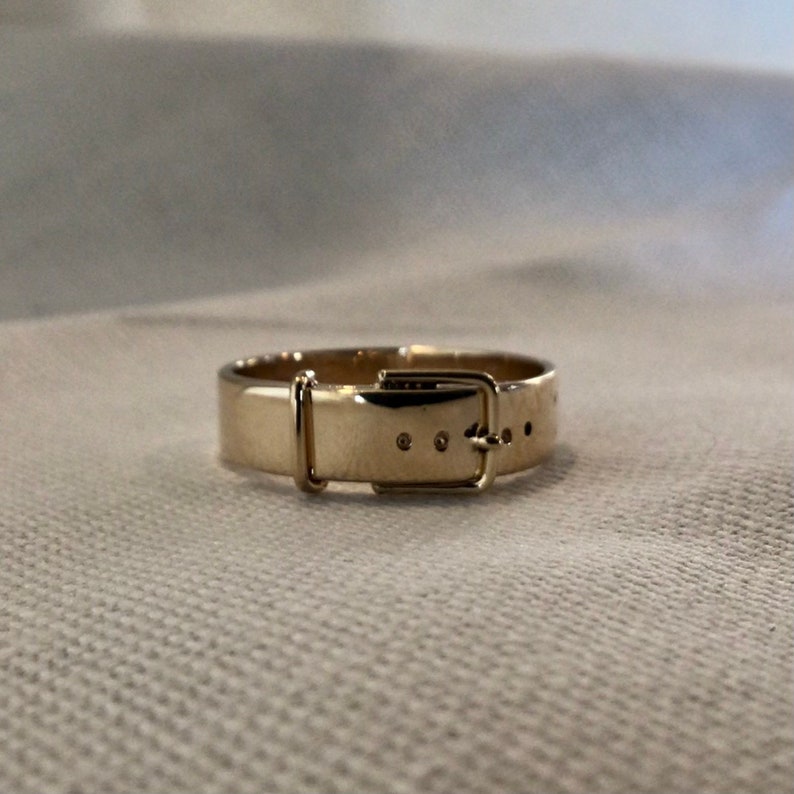 Belt Buckle Ring 14k Solid Gold Etsy
