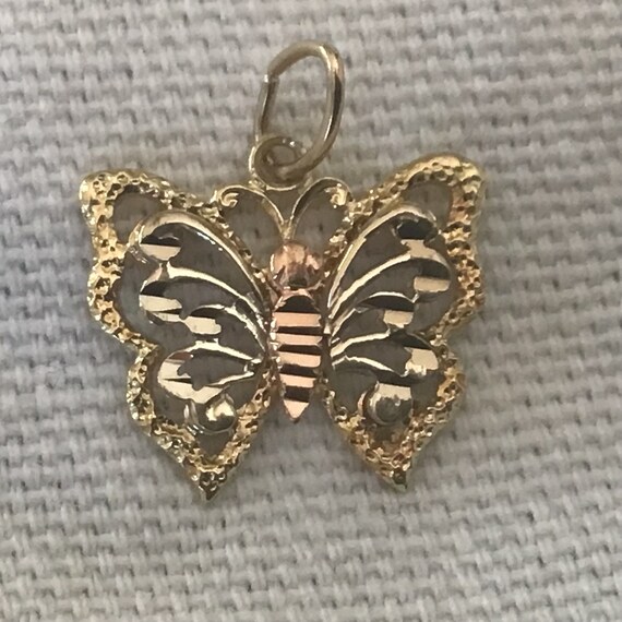 Butterfly Charm 14 Karat Rose and Yellow Gold - image 5