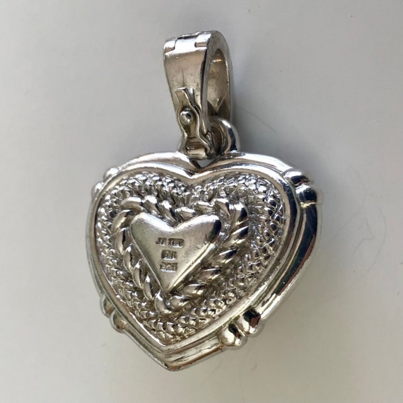 Vintage Puff Heart Pendant Silver and 18 Karat Ye… - image 5