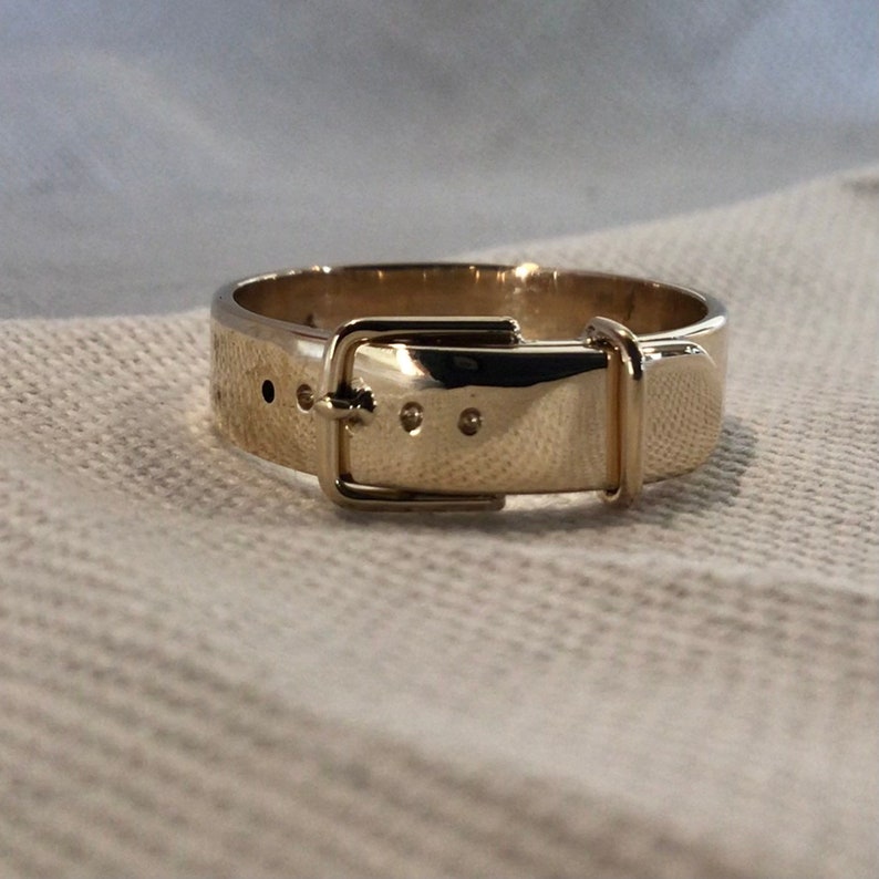 Belt Buckle Ring 14k Solid Gold Etsy