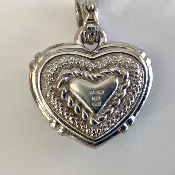 Vintage Puff Heart Pendant Silver and 18 Karat Ye… - image 2