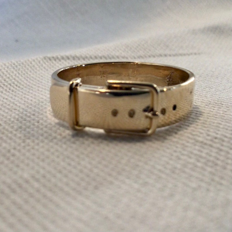 Belt Buckle Ring 14k Solid Gold Etsy