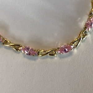 Pink Tennis Bracelet Solid Gold