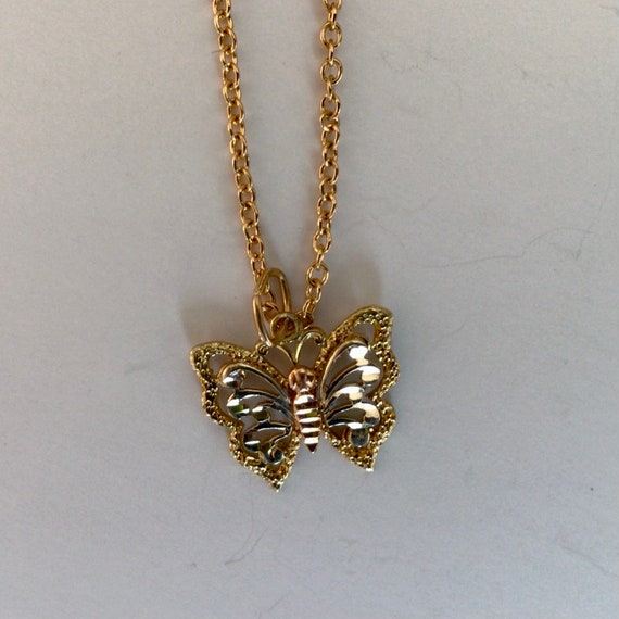 Butterfly Charm 14 Karat Rose and Yellow Gold - image 7