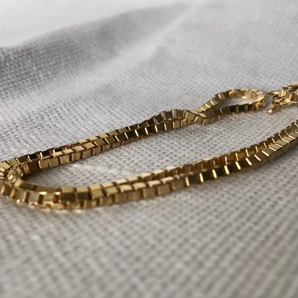 14 Karat Solid Gold Anklet Box Chain