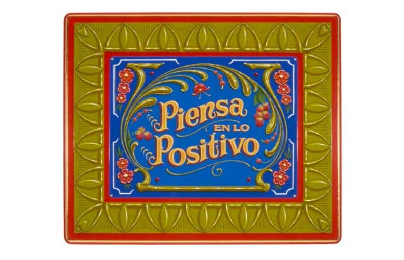 Piensa en lo Positivo Poster Sign painting, fileteado, flowers, raspberries image 1