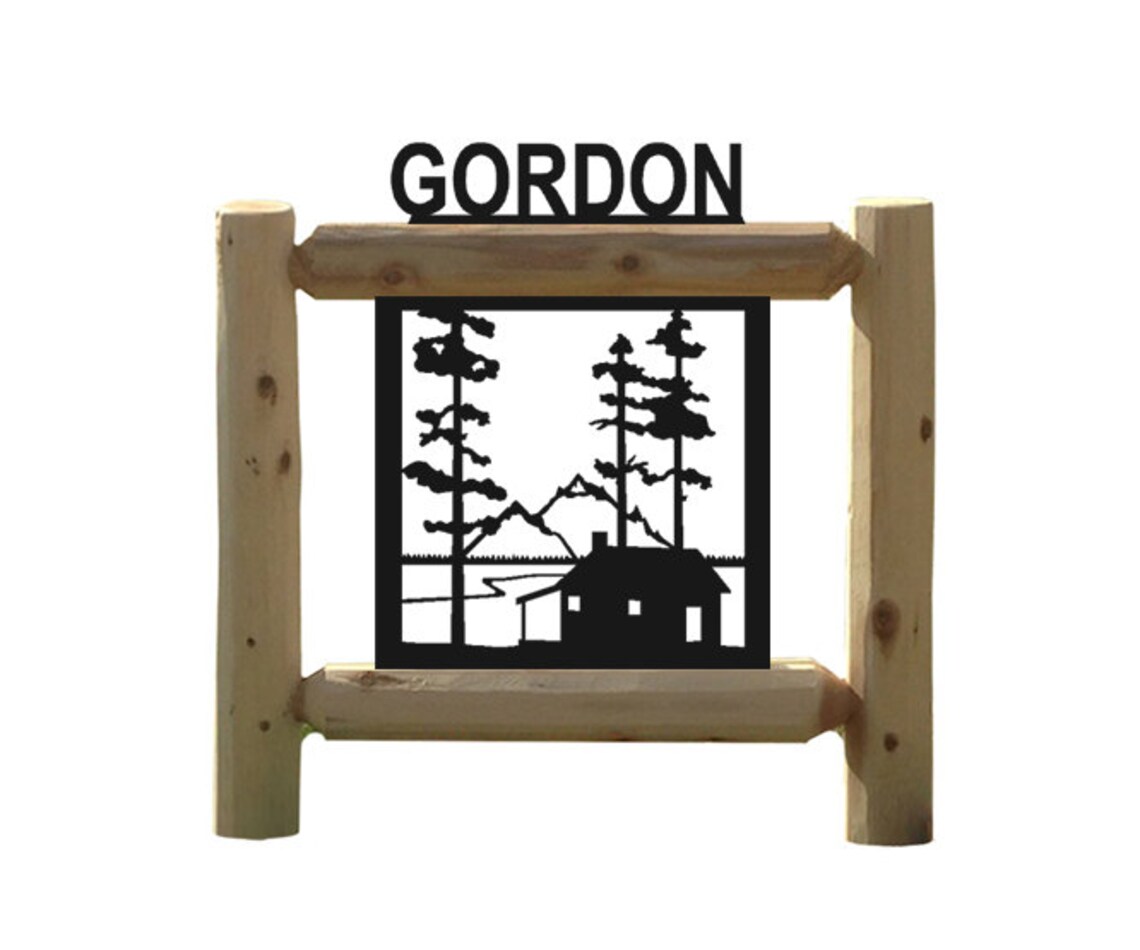 Clingermans Cabin Cedar Log Outdoor Sign Etsy