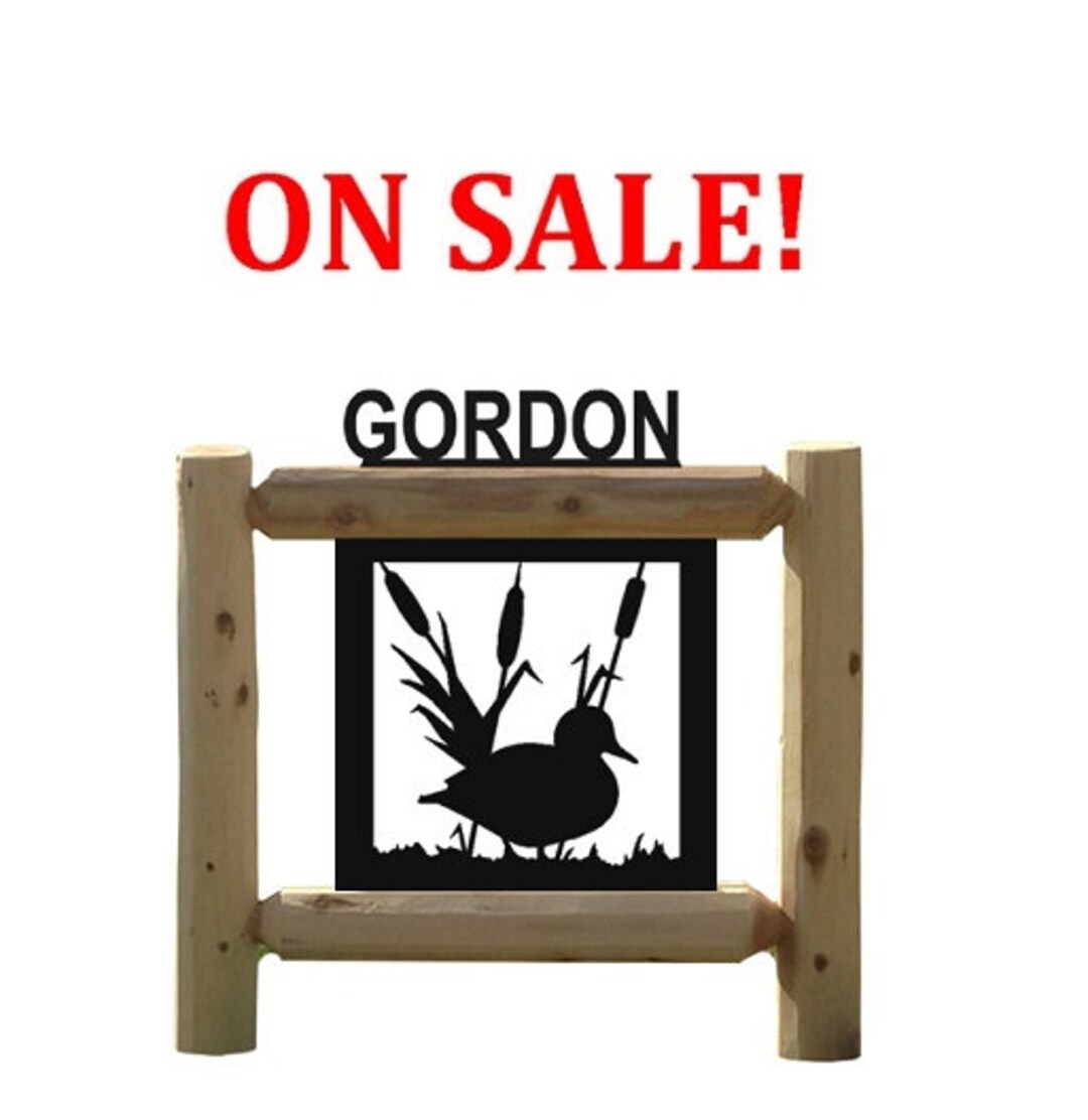 Duck Cedar Log Outdoor Sign Etsy