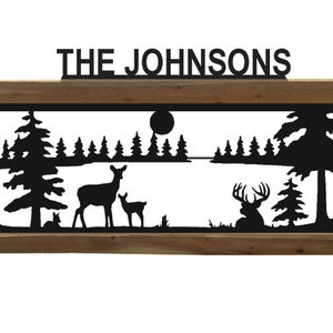 Personalized Whitetail Deer Cedar Log Outdoor Sign