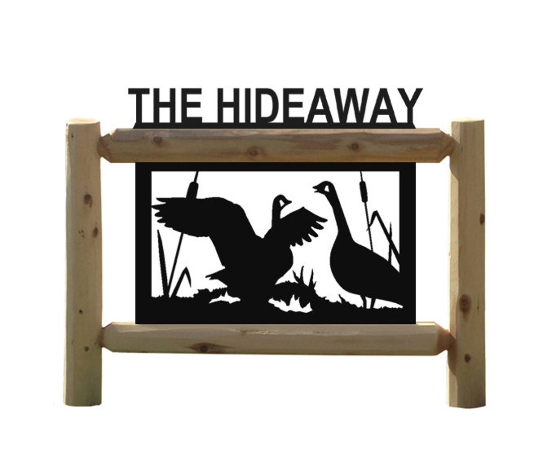 Geese Cedar Log Outdoor Sign Etsy
