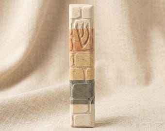 Custodia per Mezuzah in pietra di Gerusalemme: decorazione murale occidentale realizzata a mano in Israele