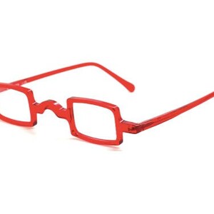 Stunning Red Acetate Eyewear Very Small Vintage Square Style