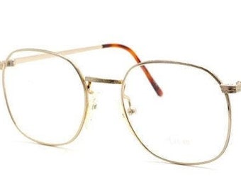 Classic Vintage Large Lens Designer Engraved Frame By Avalon Eyewear 53mm In A Shiny Gold Finish