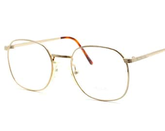 Classic Vintage Large Lens Designer Engraved Frame By Avalon Eyewear 53mm In A Shiny Gold Finish