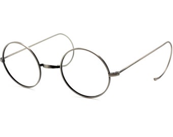 Antique Silver Savile Row Style True Round Eyewear By Beuren Model 1700 With Saddle Bridge, Curlsides/Straight Arms In VARYING SIZES B51A-F