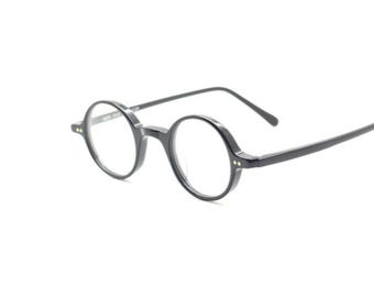 Occhiali da vista rotondi in acetato di Beuren, di piccole dimensioni, con finitura nera, misure 36 o 38 mm, B81