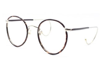 BOIC London Line Beaufort Style Panto Shaped Savile Row Made Glasses com Earpieces de Gancho na Cor Castanha Feito na Inglaterra