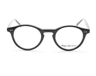 Vintage Style Anglo American 406 Classic Panto Eye Glasses In Lightweight Black Acetate AA 406 BLK (B32)