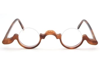 Handmade Glasses by Schnuchel 1157 Lower Half Rim Light Brown Spectacles 31mm Eye Size B816