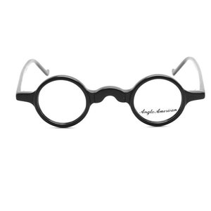 Small Round Anglo American Groucho Small 30mm Lens Round Glasses Black Acetate Sun Clip Available AA Groucho BLK (B10)