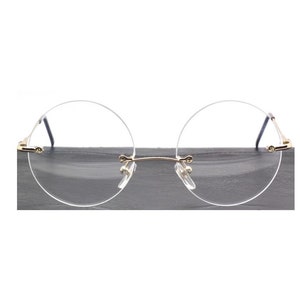 Lunettes de vue True Round sans monture Beuren avec finition dorée brillante 44 mm - 48 mm tailles d'oeillets disponibles FABRIQUÉ À LA MAIN SUR COMMANDE