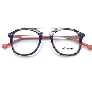 Italian Square Style Vintage Eyeglasses By TF Occhiali Metal Brow Bar Prescription Glasses Model 1236