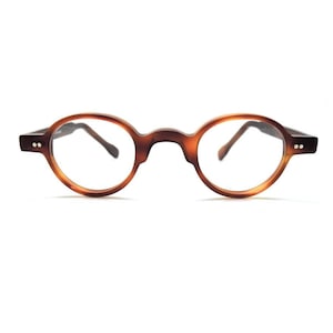 Frame Holland 704 Hand Made Preciosa Small Round Style Light Brown Acetate Glasses Available With Matching Sun Clip B97